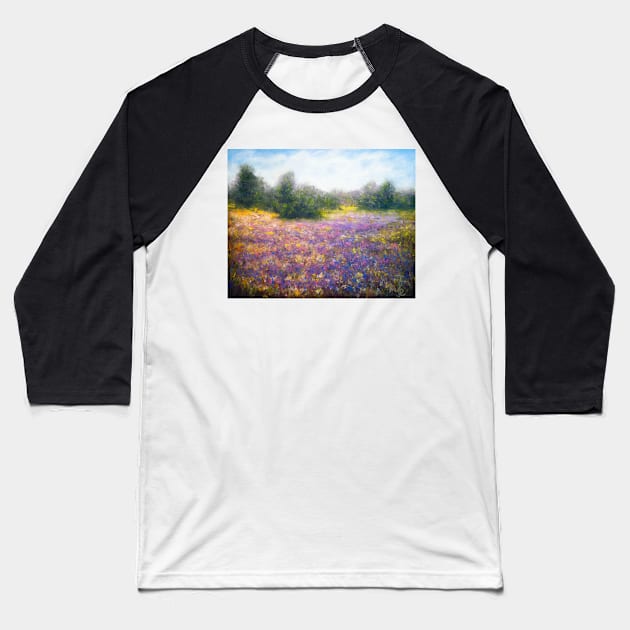 Wild flowers meadow Baseball T-Shirt by redwitchart